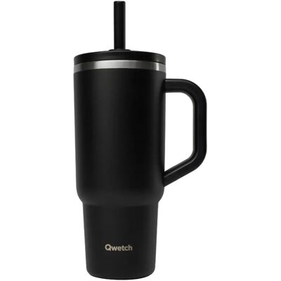 Mug de voyage isotherme avec bouchon Qwetch Noir 900 ml Unisex - Publicité Mug de voyage isotherme avec bouchon Qwetch Noir 900 ml Unisex - Publicité