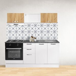 Toscohome Cuisine complète avec appareils électroménagers en chêne et blanc de 180 cm - Gravina