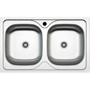 Samet Evier de cuisine encastrable 86x50 cm deux cuves inox - MP862V