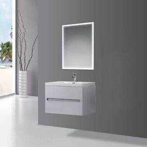 Toscohome Meuble de salle de bains suspendue 90cm gris clair avec lavabo - Varano