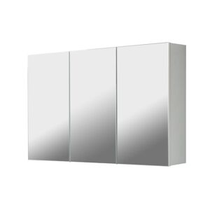 Toscohome Meuble de salle de bains suspendue 85 cm avec miroir et trois portes coloris blanc - Solo