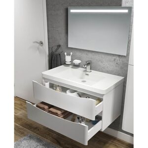 Toscohome Meuble de salle de bain suspendu 90 cm blanc brillant - Lesina