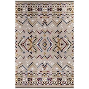 Toscohome Tapis antidérapant 160x230 cm beige avec décors colorés - Multicolore