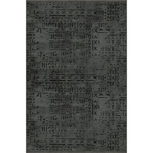 Toscohome Tapis antidérapant en chenille 160x230 cm couleur anthracite décor géométrique - Vadi