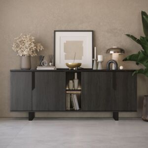 Toscohome Buffet à 4 portes avec compartiment ouvert 165x83h cm couleur palissandre noir - Zaira