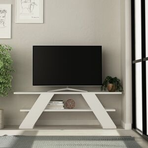 Toscohome Meuble TV ouvert 120x40 cm avec deux étagères blanc - Farfalla