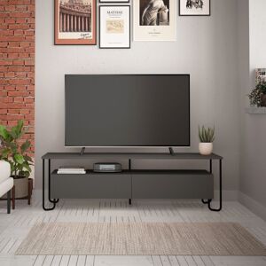 Toscohome Meuble TV 150x45h cm avec deux portes couleur anthracite - Cornea