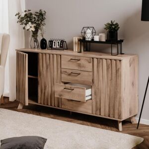 Toscohome Buffet 175 cm avec 3 portes et 4 tiroirs coloris chêne - Wellington51A