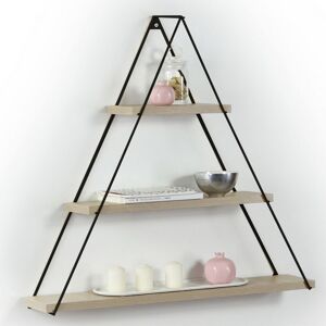 Toscohome Etagère triangulaire en bois 74 cm avec trois étagères couleur chêne - Moset