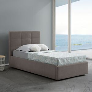 Toscohome Lit simple avec conteneur en tissu gris tourterelle - Napoli