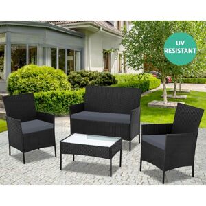 Toscohome Salon de jardin en rotin noir - WRS008