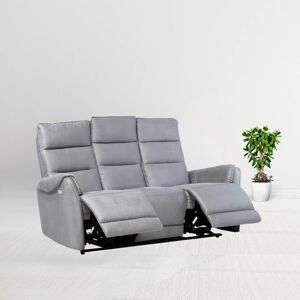 Toscohome Canapé 3 places avec 2 fauteuils électriques en nubuck gris clair - Thun