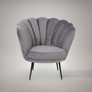 Toscohome Fauteuil coquille avec revêtement en velours gris - Orel