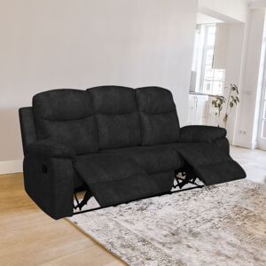 Toscohome Canapé 3 places inclinable recouvert d'un tissu en similicuir graphite - Chicago