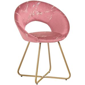 Toscohome Fauteuil en velours rose avec pieds en métal doré - Ether