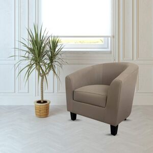 Toscohome Fauteuil en bois avec revêtement en tissu beige - Halong