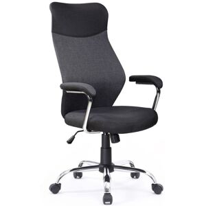 Toscohome Fauteuil de bureau en tissu noir et gris avec accoudoirs - Valkyrie