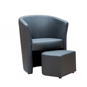 Toscohome Fauteuil en simili-cuir gris foncé avec pouf extractible - Pegasus