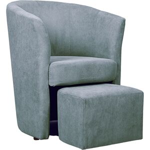 Toscohome Fauteuil avec pouf en tissu gris clair - Djerba