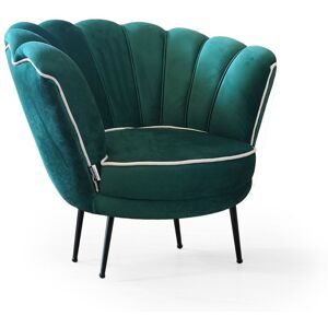 Toscohome Fauteuil coquille velours vert émeraude avec bord blanc - Orel