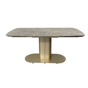 Toscohome Table à rallonge avec plateau en céramique marron poli et base dorée - Vesta