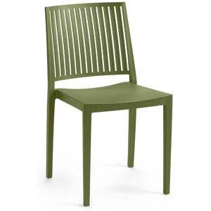 Toscohome Chaise en polypropylène vert olive pour l'intérieur ou l'extérieur - Barres