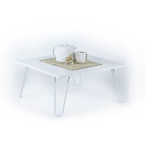 Toscohome Table basse 60x60 cm avec plateau en bois blanc et structure en métal - Ilia