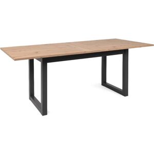 Toscohome Table à rallonge 160x90 cm en fer anthracite et plateau couleur chêne - Denver 50