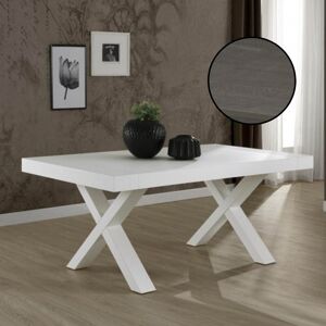 Toscohome Table à rallonge 180x100 cm avec pieds croisés en chêne graphite - Gondar