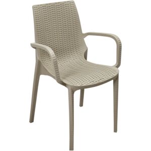 Toscohome Fauteuil d'extérieur Nirvana en polypropylène beige effet rotin