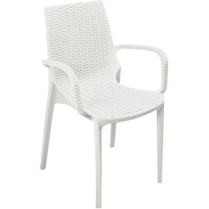 Toscohome Fauteuil d'extérieur Nirvana en polypropylène effet rotin blanc