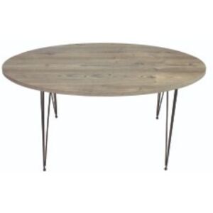 Toscohome Table basse ovale 40x50h pour salon gris pin Terek pieds noirs