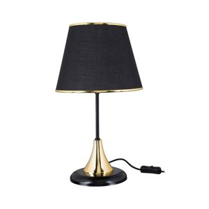 Toscohome Lampe de table en métal et abat-jour en tissu noir