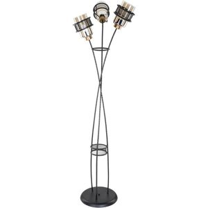 Toscohome Lampadaire en fer tressé 160H cm avec 3 lumières en verre - Large MDL3812