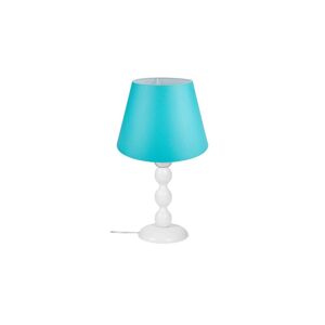 Toscohome Lampe de table avec base blanche et abat-jour en tissu turquoise - LAGUNAH272877