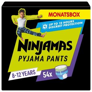 NINJAMAS PYJAMA PANTS NINJAMAS Couches culottes pyjamas pack mensuel, 8-12 ans, 54 pièces