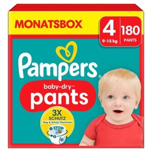 Pampers Couches culottes Baby-Dry Pants taille 4 Maxi 9-15 kg pack mensuel...