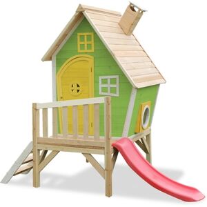 EXIT TOYS EXIT Maison cabane de jardin enfant avec toboggan Fantasia 300, bois, vert