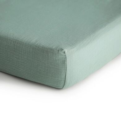 mushie Drap housse de lit enfant mousseline vert romain 60x120 cm 60x120 cm