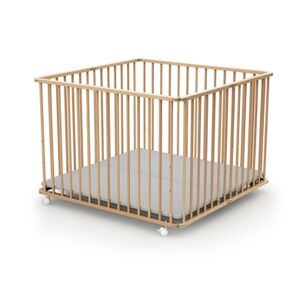 WEBABY Parc bébé pliable hêtre verni 100x100 cm 100x100 cm