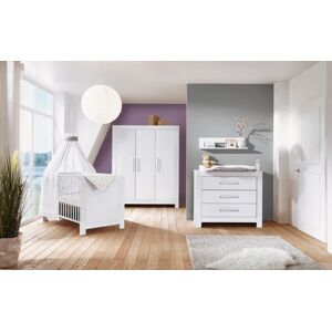 Schardt Ensemble lit enfant commode armoire 3 portes Nordic White bois 70x140 cm 70x140 cm