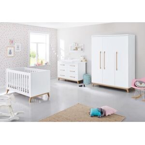 Pinolino Ensemble lit bébé commode à langer armoire 3 portes Riva blanc