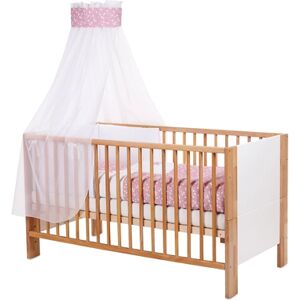 babybay® Ciel de lit enfant piqué bande motif brodé étoile rose étoiles blanc