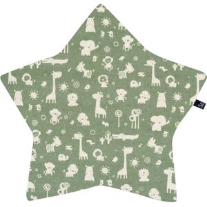 Alvi® Coussin enfant étoile animaux granit vert granit/blanc