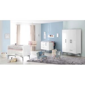 roba Ensemble lit enfant commode armoire 3 portes Mika bois large 70x140 cm 70x140 cm