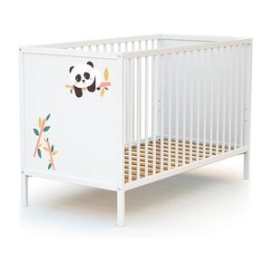 WEBABY Lit à barreaux Renard panda panneaux bois blanc 60x120 cm 60x120 cm