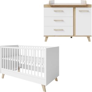 roba Chambre bébé duo lit Smile commode bois 70x140 cm 70x140 cm