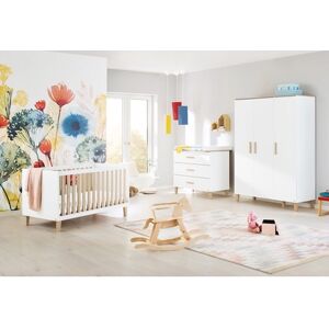 Pinolino Chambre bébé trio lit Lumii armoire 3 portes commode Lumi large bois... 60x120 cm