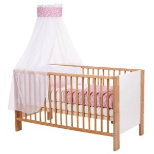 babybay® Ciel de lit enfant piqué bande motif brodé étoile rose étoiles blanc - Publicité