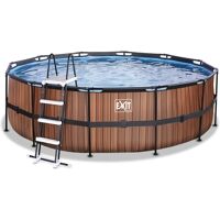 EXIT TOYS EXIT Piscine tubulaire ronde Wood filtre ø4,5×1,22 m brun